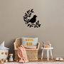 Wallity Branch And Bird - 441 Escultura de pared de metal negra